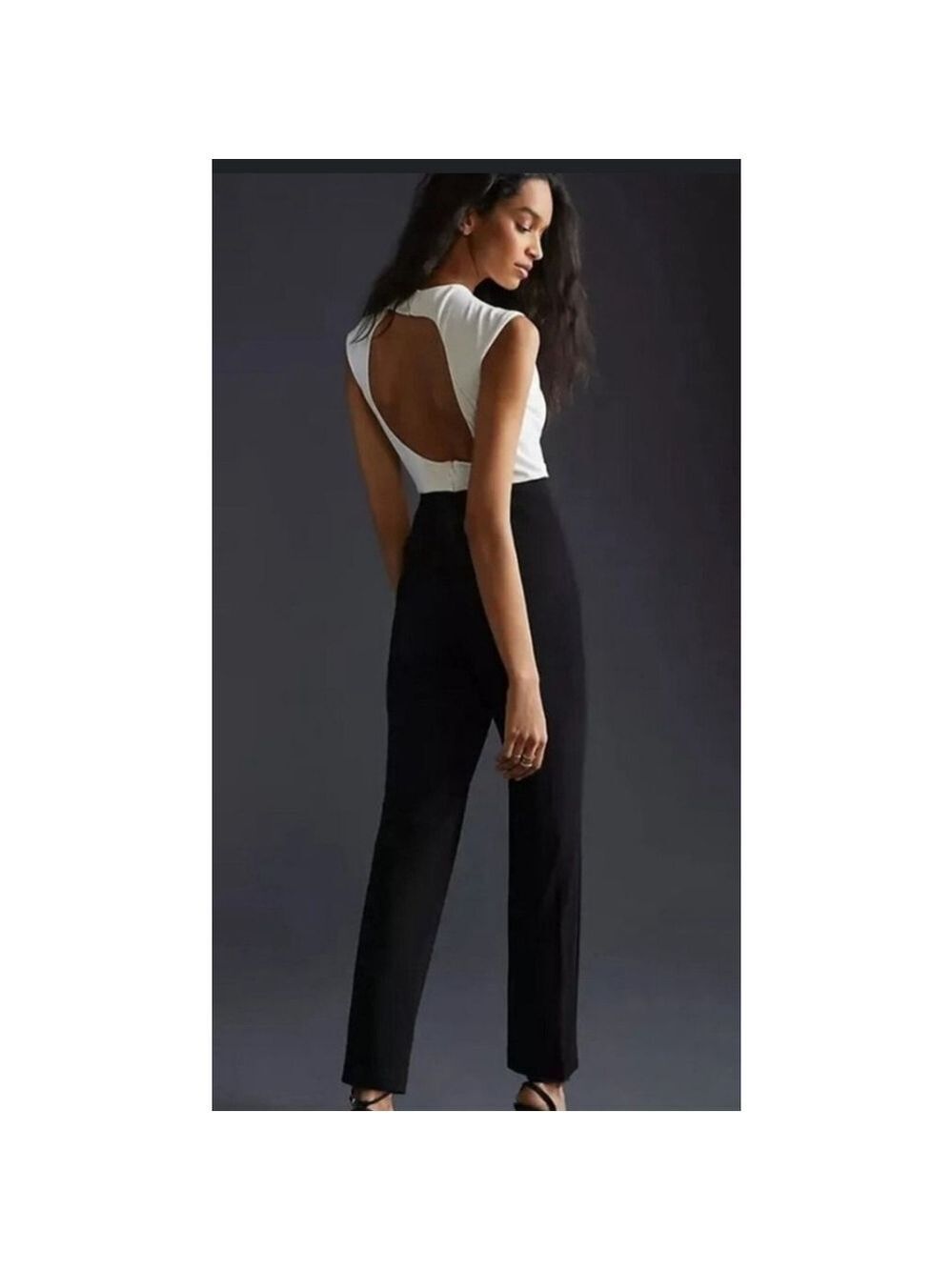Anthropologie Hutch NWT Women Black & White Sleeveless Open Back Jumpsuit Size 4